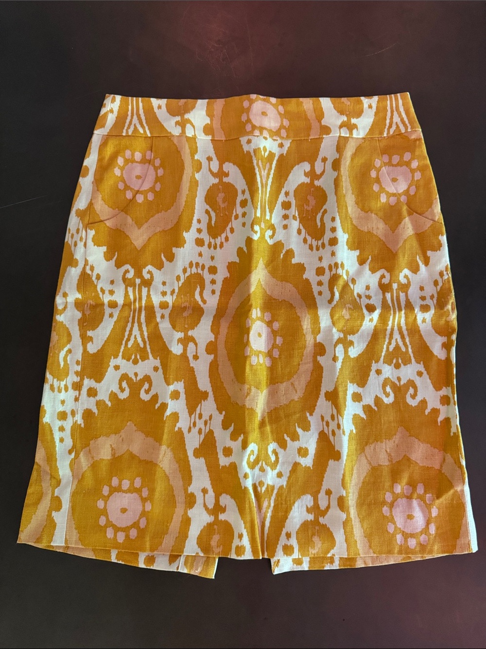 J. Crew Yellow and White Ikat Mini Skirt